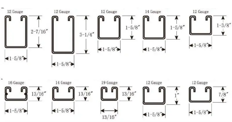 Profil et dimensions du profilé en U