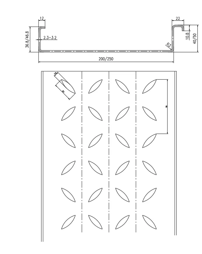 profile drawing and dimensions of scaffold plank
