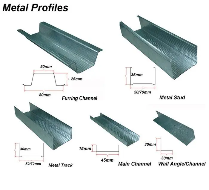 Perfil C galvanizado DC-38 para drywall