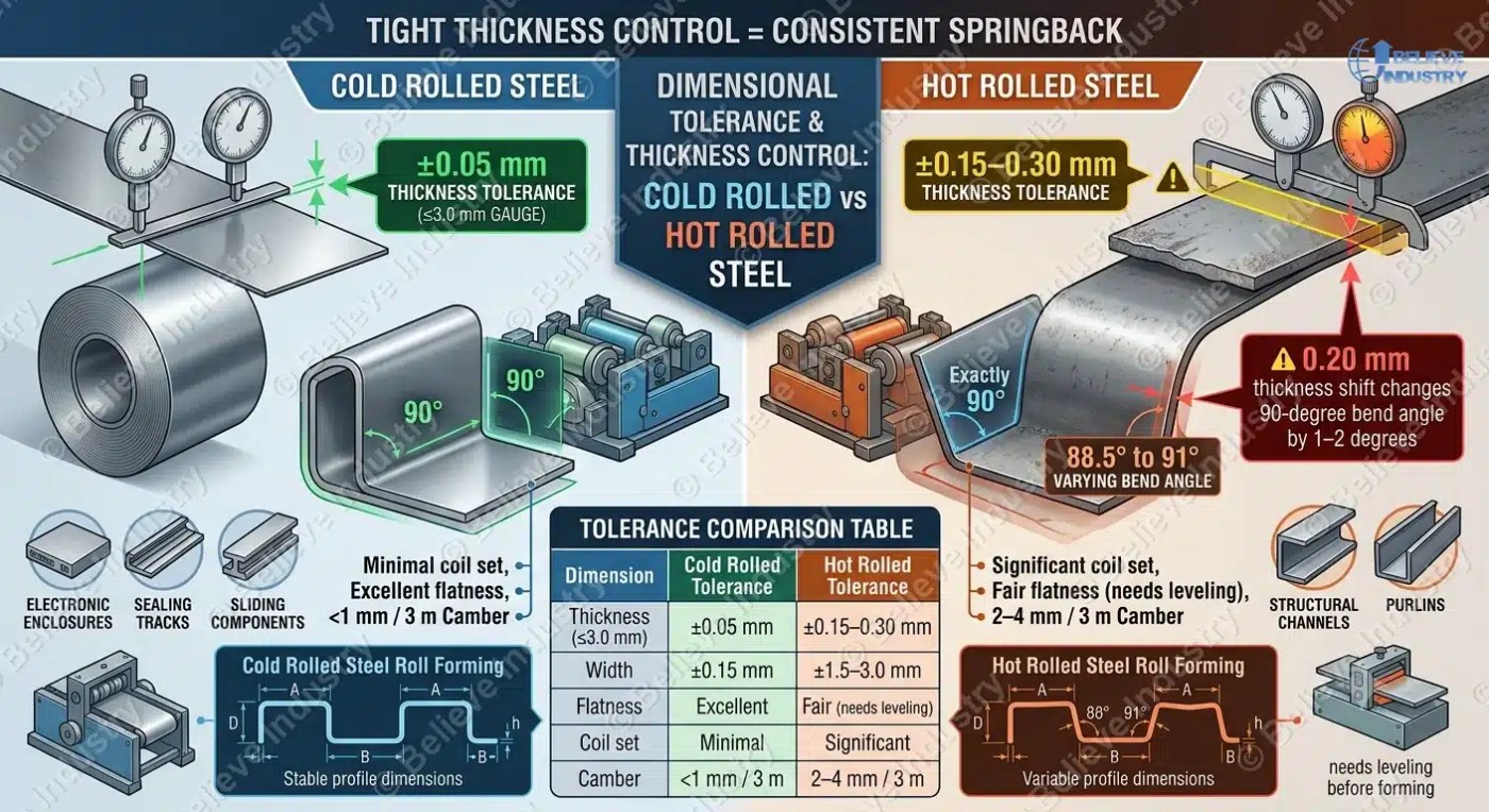 dimensional tolerance and thickness control