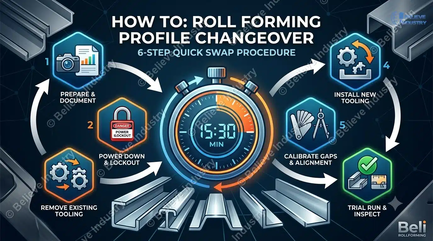 How to Perform a Roll Forming Profile Changeover: 6-Step Quick Swap Procedure